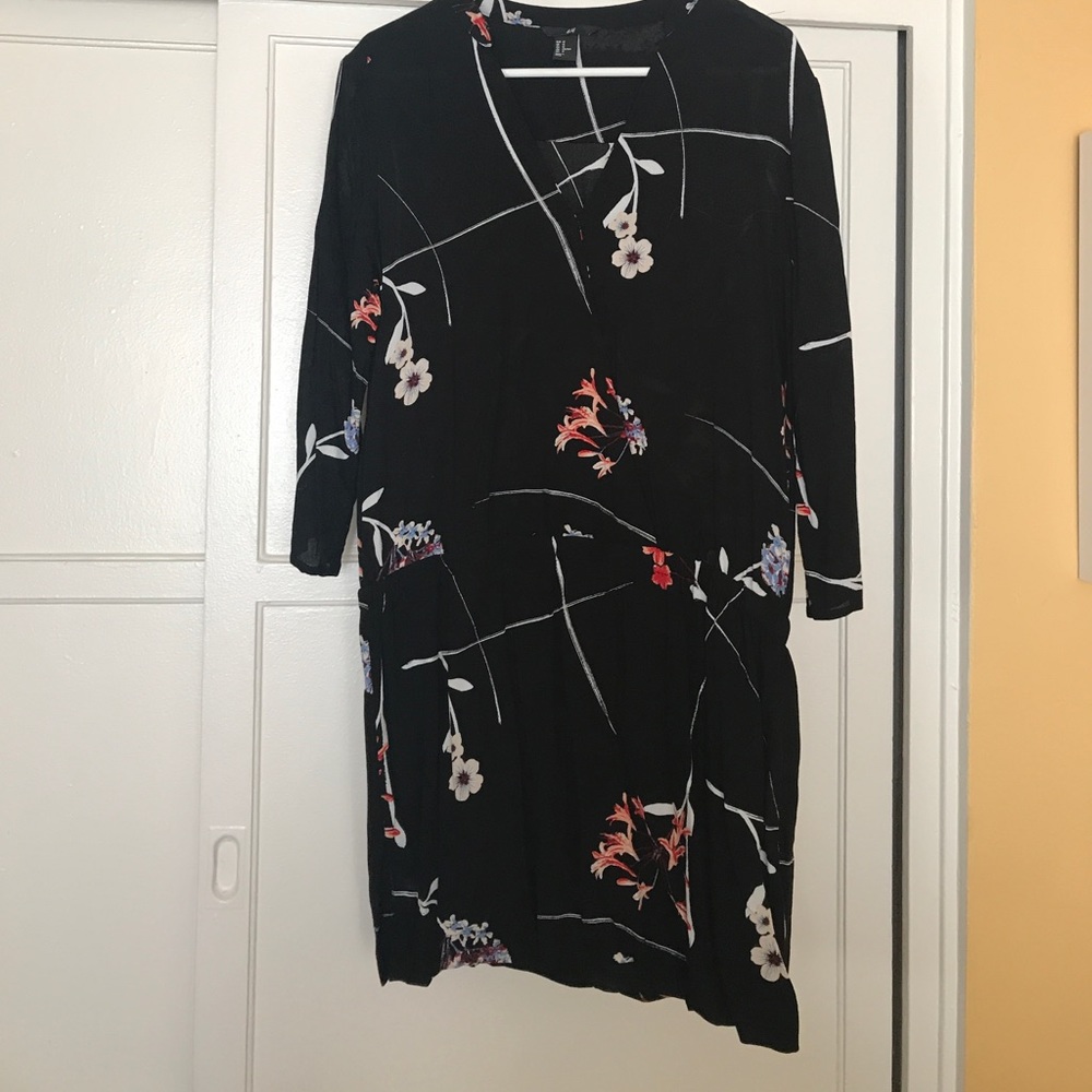 H&M black floral dress